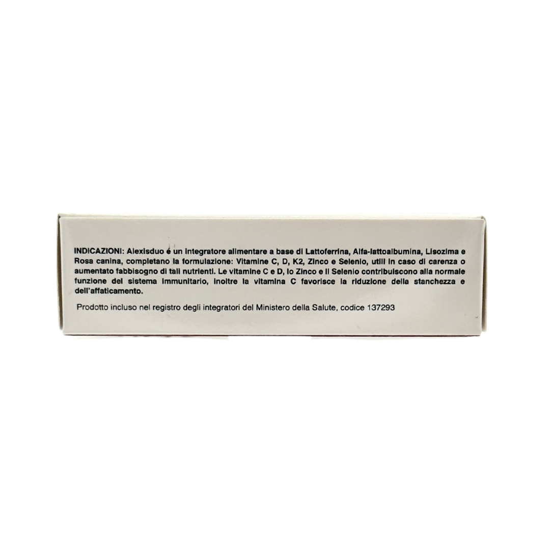 ALEXISDUO – INTEGRATORE ALIMENTARE CON LATTOFERRINA, ALFA-LATTOALBUMINA, LISOZIMA, VITAMINE E MINERALI