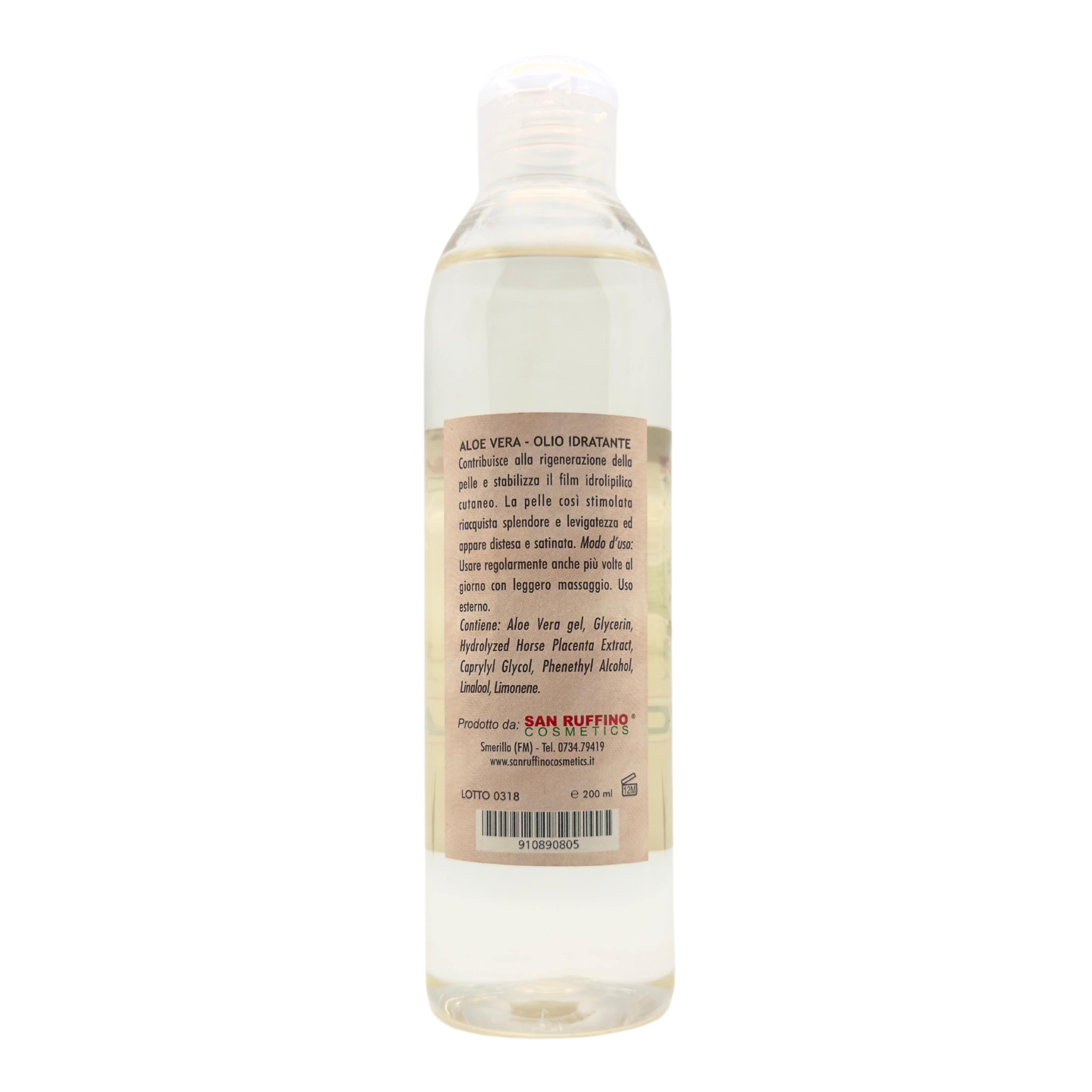 OLIO IDRATANTE CON ALOE VERA – RIGENERANTE E LEVIGANTE PER VISO E CORPO, CON PLACENTA E GLICERINA